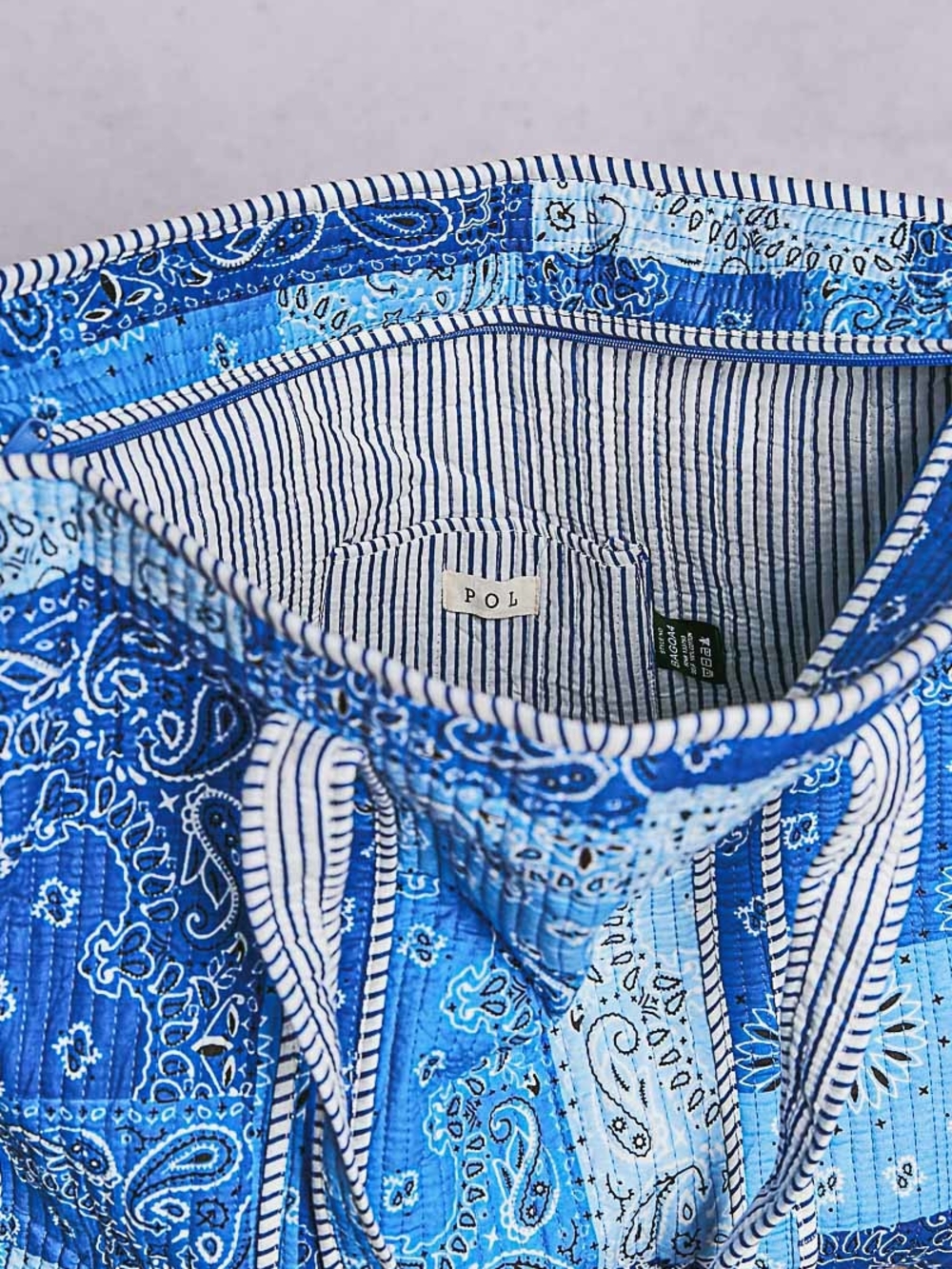 POL Blue Patchwork Paisley Tote Bag - Women's Shoulder Bag - Picture 9 of 10